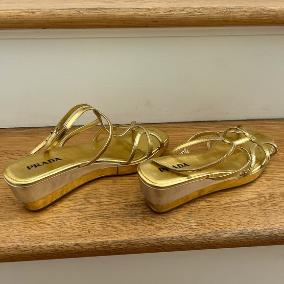 Prada Gold with Silver accent Sandals, 38.5, Made in Italy - Picture 8 of 10